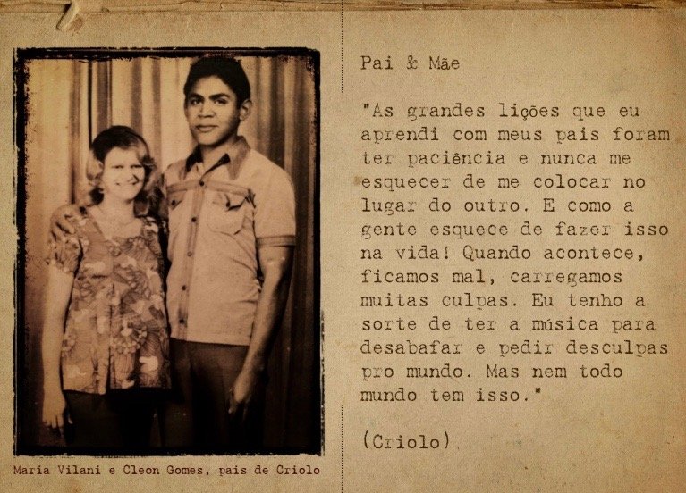 Os pais de Criolo, em página de revista lançada com o álbum "Espiral de Ilusão"