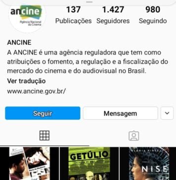 Perfil falso da Ancine no Instagram tem 1,5 mil seguidores