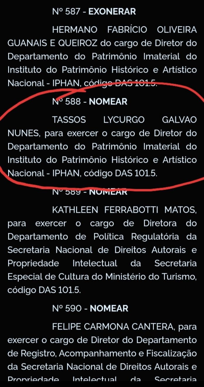 Bolsonaro nomeia pastor para o Iphan
