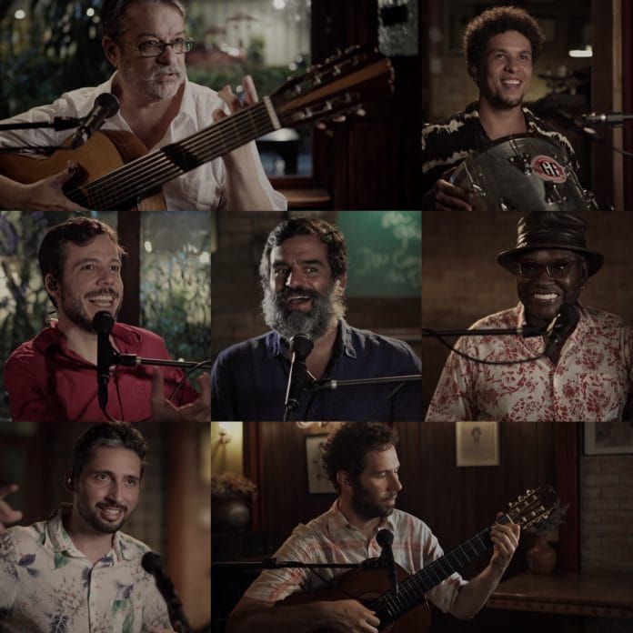 Samba da Gávea: mistura de pelada semanal com terapia de grupo Luis Filipe de Lima, Bruno Barreto, João Cavalcanti, Pedro Miranda, Paulino Dias, Thiago da Serrinha e Alfredo Del-Penho, o Samba da Gávea. Foto: divulgação