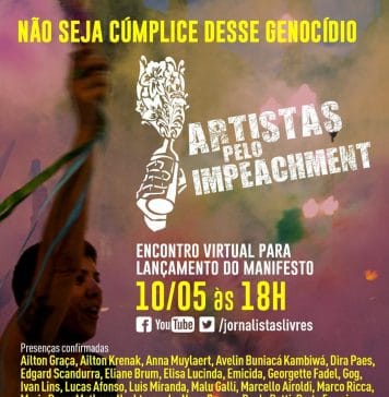Mais de 10 mil artistas fazem live contra Bolsonaro hoje às 18 horas