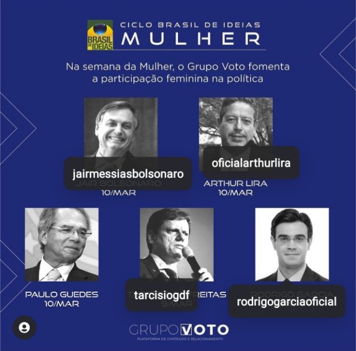 Ciclo de Bolsonaro sobre participação de mulheres no poder só tem homem