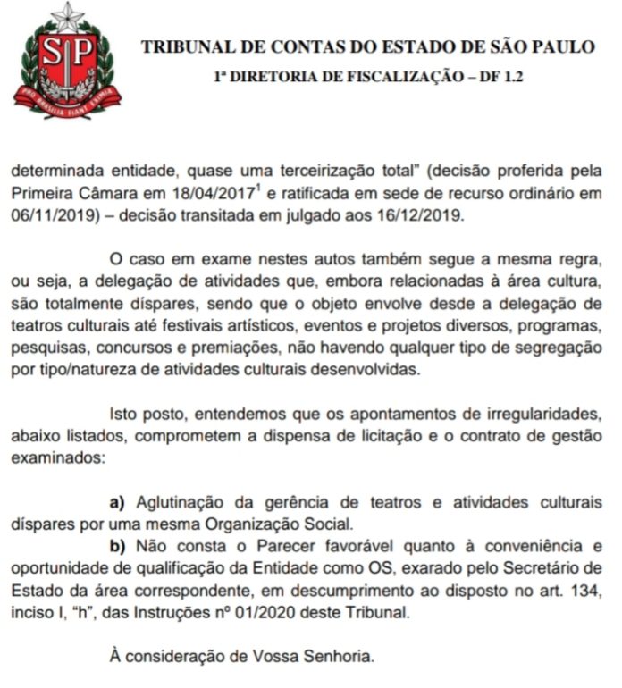 Tribunal de Contas investiga maior contrato cultural do governo paulista