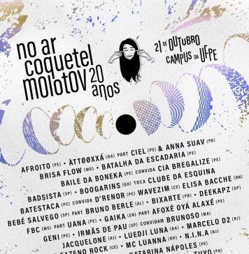 Festival Coquetel Molotov celebra 20 anos com edição especial No Ar Coquetel Molotov 2023. Cartaz. Reprodução