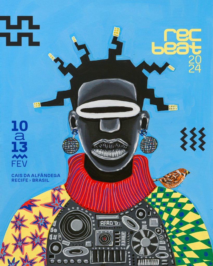 A identidade visual da 28ª. edição do Rec-Beat é assinada por Afro’G, jovem artista plástico e grafiteiro recifense, que se inspira no "afromodernismo", uma fusão entre elementos futuristas, a negritude e suas vivências/ Rec-Beat/ divulgação