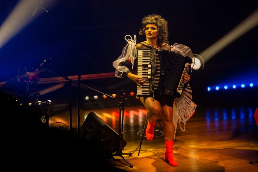 A cantora, compositora, sanfoneira e artista circense Livia Mattos - foto: Tiago Lima/ divulgação