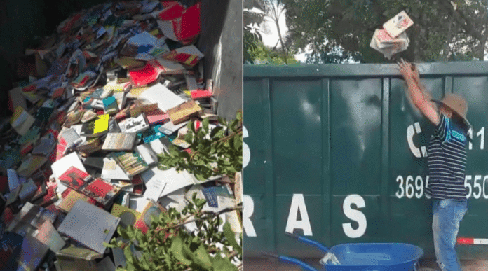 Prefeitura transforma Osasco na Capital do Livro Embolorado Livros da Biblioteca Monteiro Lobato, de Osasco, jogados no chão e sendo jogados em caminhão de aparas (reciclagem de papel). As imagens circularam fartamente nas redes sociais