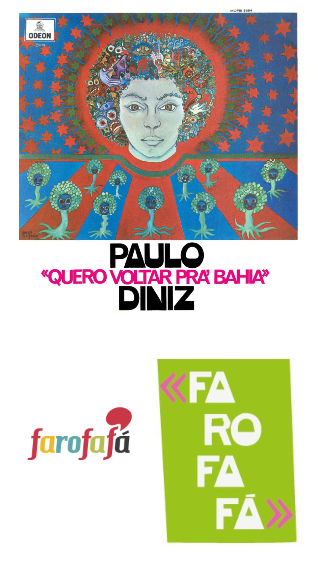 O logotipo atual, o primeiro logotipo e a fonte de inspiração: a capa de "Quero Voltar pra Bahia" (1970), do pernambucano Paulo Diniz